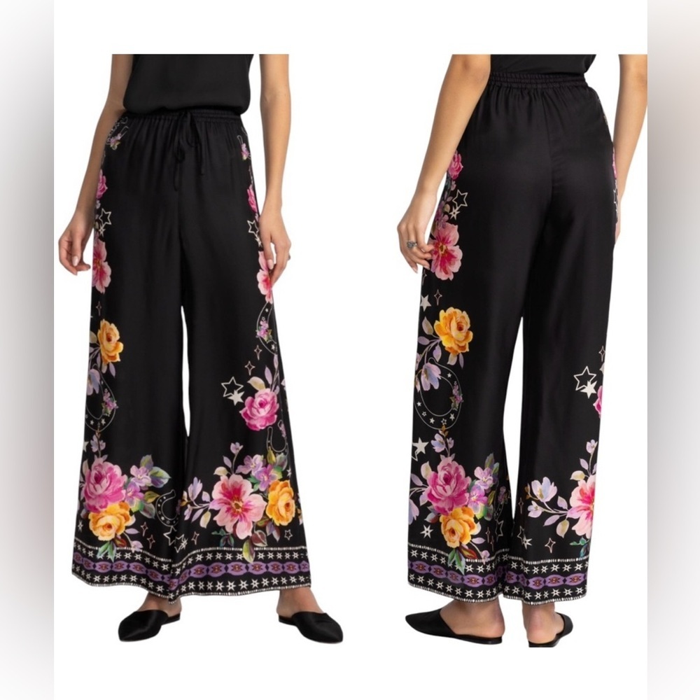 JADE BY JOHNNY WAS FRANKIE EASY PANTS FLARE FLORAL PULL ON MEDIUM